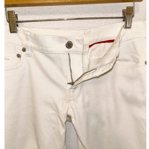 PRADA Y2k Five Pocket Slight flare low rise Regular fit White Jeans SZ: 30 (10) - Picture 6 of 14
